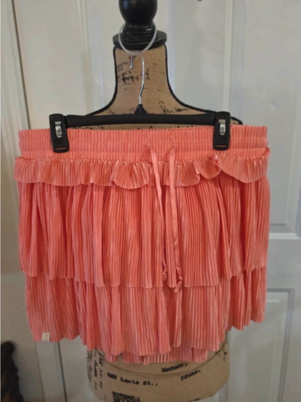 Simply Southern Coral Tiered Pleated Mini Skort